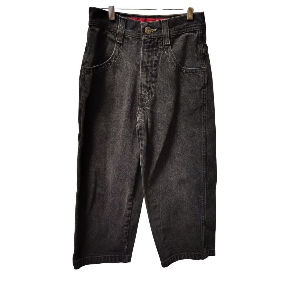 VTG JNCO‎ Y2K 90's Jeans Kids Size 8 Crown Logo Black Denim Jeans